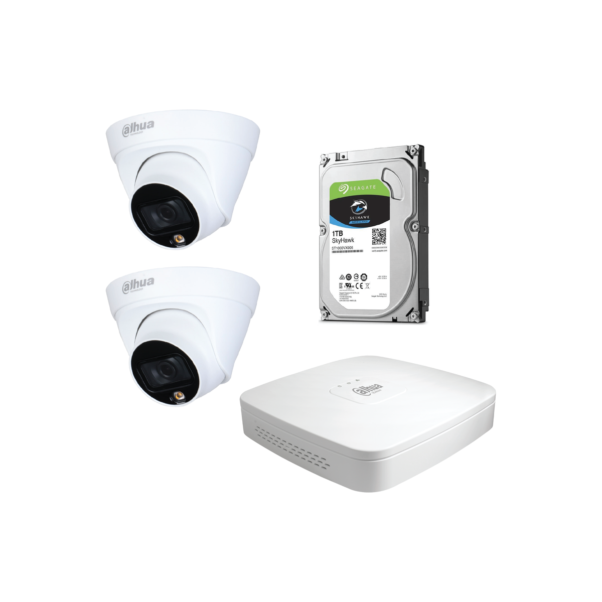 Dahua 2MP CCTV Kit: NVR2104-P-4KS2- 2 x HDW 1239 T1P-LED-0280B-S4- 1 x 1TB HDD