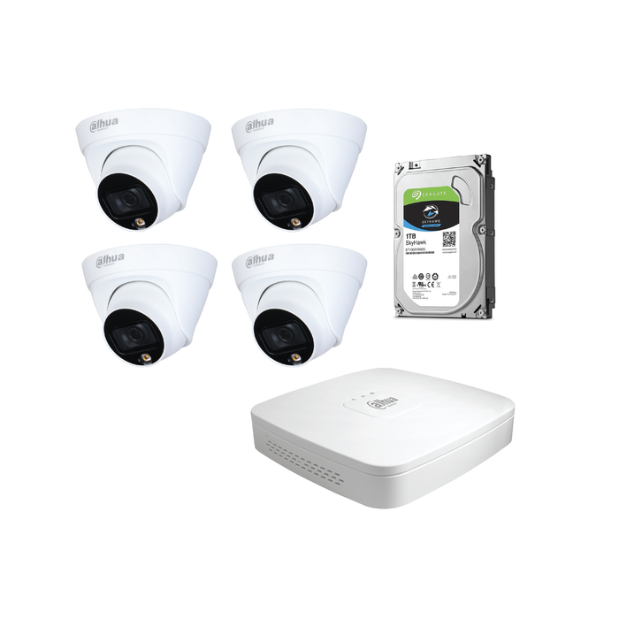 Dahua 2MP CCTV Kit: - 1 x NVR2104-P-4KS2 - 4 x HDW 1239 T1P-LED-0280B-S4 - 1 x 1TB HDD