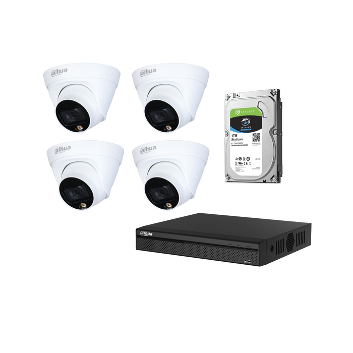 Dahua 2MP CCTV Kit: - 1 x NVR2104HS-P-4KS2- 4 x HDW 1239 T1P-LED-0280B-S4- 1 x 1TB HDD